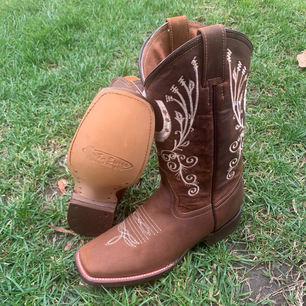 WOMEN'S WESTERN RODEO COWGIRL BOOTS GENUINE LEATHER HORSE SHOE EMBROIDERED 388